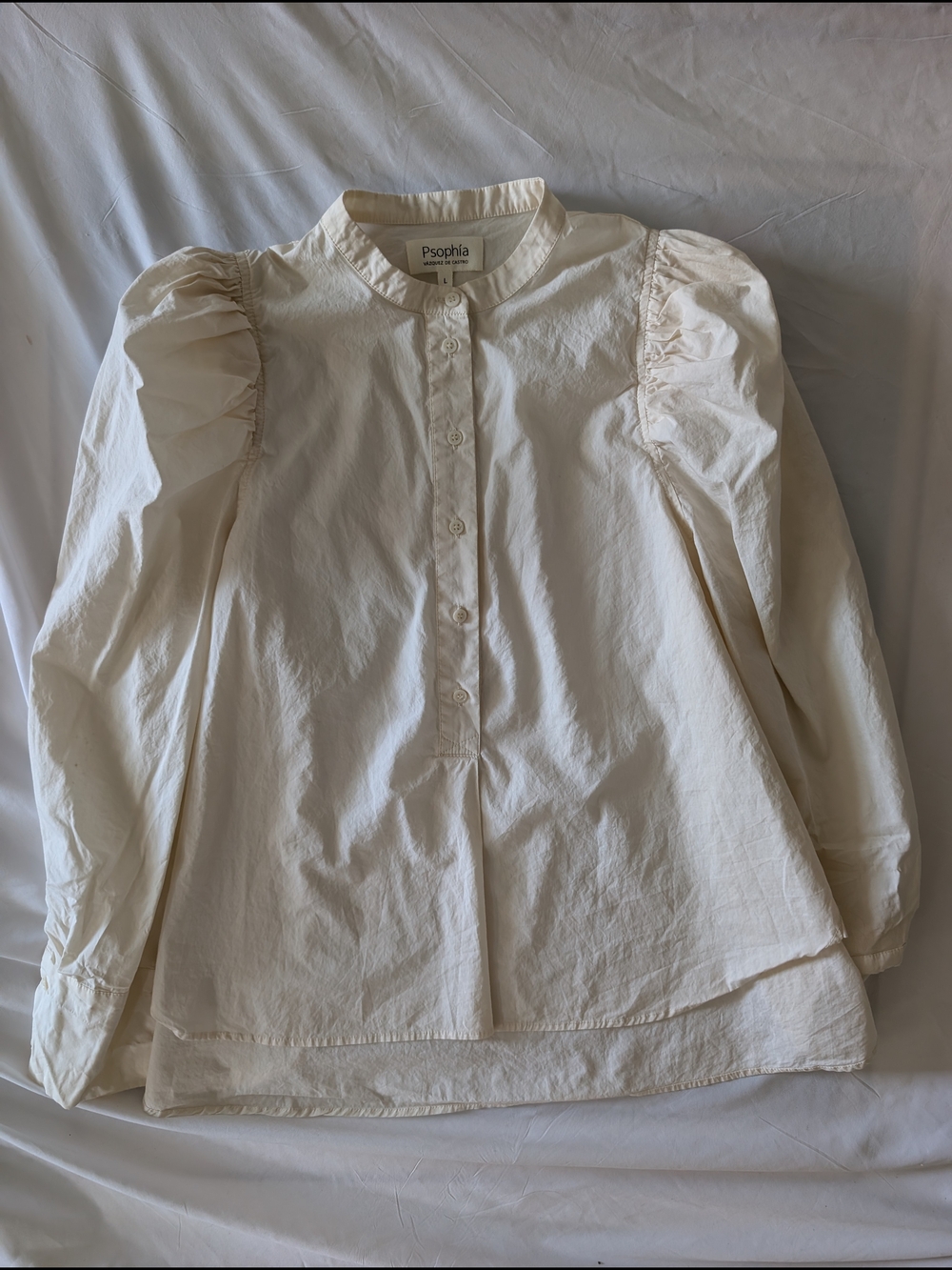 Psophia Ivory Puff-Sleeve Button Down Shirt